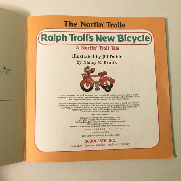 Vintage 1992 The Norfin Trolls Ralph Trolls New Bicycle Scholastic Book - Picture 7 of 15